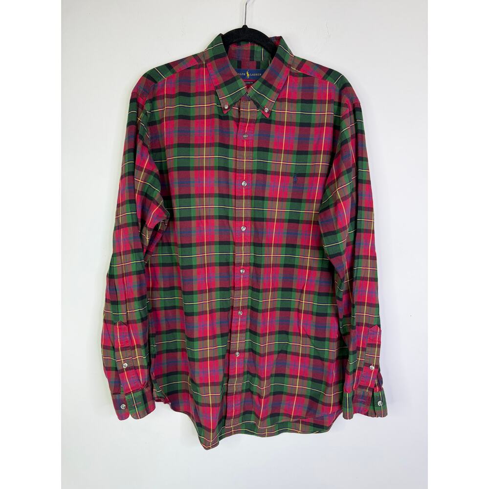 Ralph Lauren Plaid Long Sleeve Button Down Polo Shirt Size XL